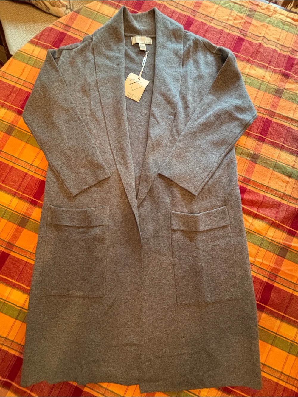 Cozy Open-Front Long Cardigan Jacket - Gray